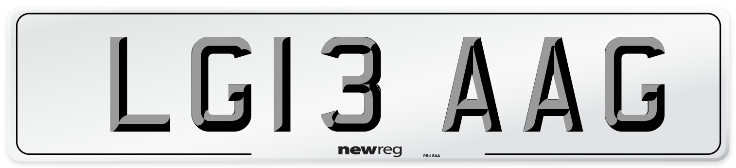 LG13 AAG Number Plate from New Reg